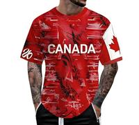 Maglietta da uomo con disegno grafico a foglia d'acero come comodo accessorio basic per abbigliamento casual quotidiano, diverse attività per il tempo libero, Colore: rosso, L