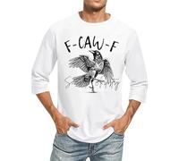 Maglietta da uomo con divertente motivo corvo - Divertente maglietta a maniche a 3/4 con grafica a corvo danza, maglietta casual per il tempo libero e la vita quotidiana, Stile Z05 Bianco, XXL