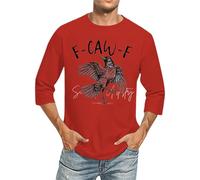 Maglietta da uomo con divertente motivo corvo - Divertente maglietta a maniche a 3/4 con grafica a corvo danza, maglietta casual per il tempo libero e la vita quotidiana, Stile Z04 rosso, 5XL