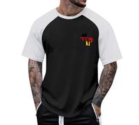 Maglietta da uomo con grafica, casual, a maniche corte, con stampa sull'albero della bandiera tedesca, comoda e traspirante, per l'uso quotidiano, sport e attività all'aria aperta, Nero , L