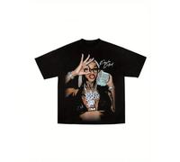 Maglietta da uomo con grafica Superstar, 100% cotone, girocollo, casual, sportiva, a maniche corte, con scritta Money, in tessuto lavorato a maglia, nera lucida KOMFORT & SICHERHEIT - Das Kinder-T-Shi