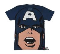 Maglietta Da Uomo Con Grande Stampa Del Viso Di Captain America Marvel Comics