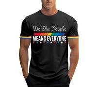 Maglietta da uomo con logo "We The People Means Everyone" e design arcobaleno, maglietta a maniche corte con scollo rotondo, maglietta simbolica per il mese Pride e la vita quotidiana, Stil#t01 Nero