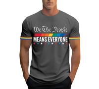 Maglietta da uomo con logo "We The People Means Everyone" e design arcobaleno, maglietta a maniche corte con scollo rotondo, maglietta simbolica per il mese Pride e la vita quotidiana, Stil#t04 Grigio