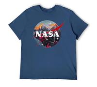 Maglietta da uomo con motivo astronautico e astronomia, stile vintage, motivo: esplorazione spaziale, Stile blu navy, L
