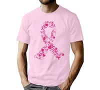 Maglietta da uomo con motivo fiocco rosa, maglietta grafica per il sostegno e come segno di speranza, top con design tipografico della consapevolezza, Stil_o01 rosa, XXL