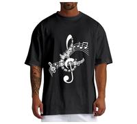 Maglietta da uomo con musica e chiavi di violino con note musicali, maglietta a maniche corte, felpa con note musicali, maglietta da uomo, girocollo, maglietta a maniche corte, casual, moderna, O nero