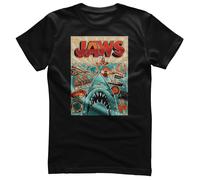 Maglietta Da Uomo Con Poster Di Acqua JAWS Ufficialmente Autorizzata