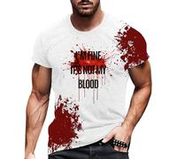 Maglietta da uomo con sanguinoso, per Halloween, con schizzi di sangue, maglietta spaventosa con mani sanguinose, stampa da lettere Horror Bloody a maniche corte