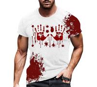 Maglietta da uomo con schizzi di sangue, con mani sanguinose, colore bianco, girocollo, horror Bloody, a maniche corte, sportiva, alla moda, maglietta da tè