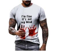Maglietta da uomo con schizzi di sangue, con scollo rotondo, con stampe sanguinose, a maniche corte, per lo sport, alla moda