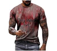 Maglietta da uomo con schizzi di sangue, con scollo rotondo, con stampe sanguinose, a maniche corte, per lo sport, alla moda