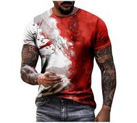 Maglietta da uomo con schizzi di sangue, con scollo rotondo, con stampe sanguinose, a maniche corte, per lo sport, alla moda