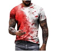 Maglietta da uomo con schizzi di sangue, con scollo rotondo, con stampe sanguinose, a maniche corte, per lo sport, alla moda