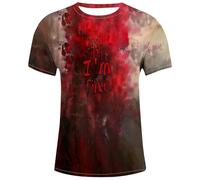 Maglietta da uomo con schizzi di sangue, con scollo rotondo, con stampe sanguinose, a maniche corte, per lo sport, alla moda