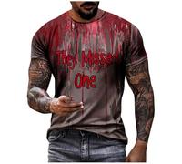 Maglietta da uomo con schizzi di sangue, con scollo rotondo, con stampe sanguinose, a maniche corte, per lo sport, alla moda