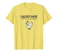 Maglietta da uomo con scollo a V e chicken game Don't Look at The Chicken Divertente pollo maglietta sexy da uomo, giallo., S