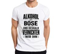 Maglietta da uomo con scritta "Alkohol ist böse und deshalb Statement