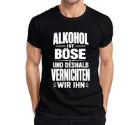 Maglietta da uomo con scritta "Alkohol ist böse und deshalb Statement