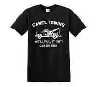 Maglietta da uomo con scritta "Camel Towing" (lingua italiana non garantita), Stampa bianca T-shrt nera, XL