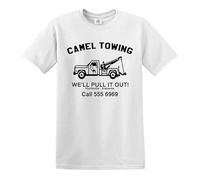 Maglietta da uomo con scritta "Camel Towing" (lingua italiana non garantita), T-shirt Bianca Stampa Nera, 5XL