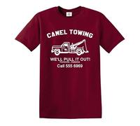 Maglietta da uomo con scritta "Camel Towing" (lingua italiana non garantita), T-shirt Maroon Stampa Bianca, 4XL