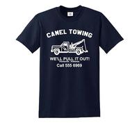 Maglietta da uomo con scritta "Camel Towing" (lingua italiana non garantita), T-shirt Navy Stampa Bianca, S