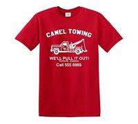 Maglietta da uomo con scritta "Camel Towing" (lingua italiana non garantita), T-shirt Rossa Stampa Bianca, XL