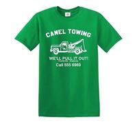 Maglietta da uomo con scritta "Camel Towing" (lingua italiana non garantita), T-shirt Verde Irlandese Stampa Bianca, S