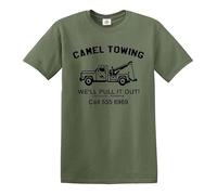 Maglietta da uomo con scritta "Camel Towing" (lingua italiana non garantita), T-shirt Verde Militare Stampa Nera, 3XL