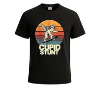 Maglietta da uomo con scritta "Cupid Stunt", divertente, sarcastica, offensiva, idea regalo, Stampa bianca T-shrt nera, L