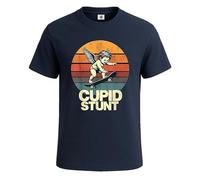 Maglietta da uomo con scritta "Cupid Stunt", divertente, sarcastica, offensiva, idea regalo, T-shirt Navy Stampa Bianca, 5XL