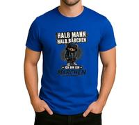 Maglietta da uomo con scritta "Halb Mann Halb Bärchen Ich Bin EIN Märchen", con scritta divertente in lingua tedesca, Blu, XL