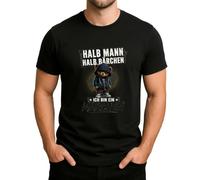 Maglietta da uomo con scritta "Halb Mann Halb Bärchen Ich Bin EIN Märchen", con scritta divertente in lingua tedesca, Nero , L