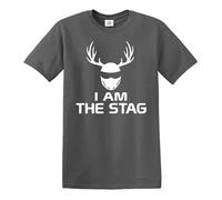 Maglietta da uomo con scritta "I Am The Stag", idea regalo per la notte, T-shirt Carbone Stampa Bianca, 4XL