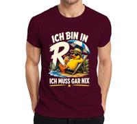 Maglietta da uomo con scritta "Ich bin in Rente Ich muss gar nix Statement", bordeaux, M