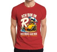 Maglietta da uomo con scritta "Ich bin in Rente Ich muss gar nix Statement", Colore: rosso, L