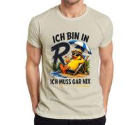 Maglietta da uomo con scritta "Ich bin in Rente Ich muss gar nix Statement", naturale, XL