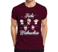 Maglietta da uomo con scritta in lingua tedesca "Frohe Weihnachten - Christmas Christmas, bordeaux, S