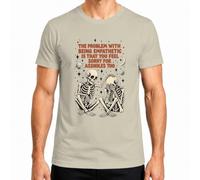 Maglietta da uomo con scritta "Problem with Being Empathetic Skeleton" | Sarcasmo, teschio, empatia, umorismo nero, gotico, vintage, ironia, psicologia, psiche, mondo, stelle, occulto, retrò