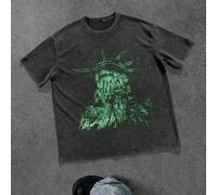 maglietta da uomo con slogan di New York e stampa grafica della Statua della Libertà, stile di strada americano, in cotone, girocollo, manica corta L,M,S,XL,XXLGrafico,LettereTessuto in maglia