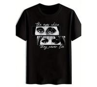 Maglietta da uomo con stampa a girocollo e maniche corte, con motivo "The Eyes Chico They Never Lie", in tessuto traspirante, stile casual sportivo, 100% cotone (per una vestibilità comoda, scegliere