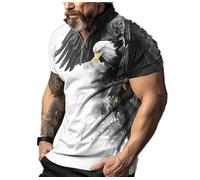 Maglietta da Uomo con Stampa Aquila Polo con Motivo Aquila Animale con Mezza Zip e Colletto a Risvolto Maglietta da Tennis Casual Estiva Top Streetwear Vintage a Maniche Corte