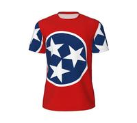 Maglietta da uomo con stampa bandiera del Tennessee, maniche corte in rete traspirante, maglietta casual traspirante, per corsa e palestra, Nero , M