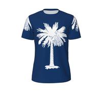 Maglietta da uomo con stampa bandiera della Carolina del Sud, maniche corte in rete traspirante, maglietta casual traspirante, per corsa e palestra, Nero , XL