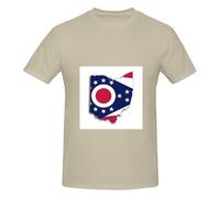 Maglietta da uomo con stampa della mappa dello stato dell'Ohio per tutte le occasioni, comode magliette in cotone, perfette da indossare tutti i giorni, Naturale, L