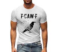 Maglietta da uomo con stampa grafica a corvo - Maglietta a maniche corte con scollo rotondo e maniche a busta, maglietta estiva casual per il tempo libero e lo sport, Stile J09 Bianco, 3XL