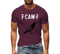 Maglietta da uomo con stampa grafica a corvo - Maglietta a maniche corte con scollo rotondo e maniche a busta, maglietta estiva casual per il tempo libero e lo sport, Stile J08 rosso vino, XL