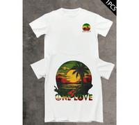 Maglietta da uomo con stampa One Love Reggae Music, girocollo in puro cotone da 220 g/m², casual e alla moda, con stampa fronte-retro (confezione da 1) Moderna t-shirt da uomo in cotone con stampa fro