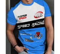 Maglietta da uomo con stampa originale, ispirata alle corse, con stampa digitale rossa, bianca e nera, che incarna la leggenda della velocità e della moda L,M,S,XL,XXLGeometrico,Grafico,LetterePoliest